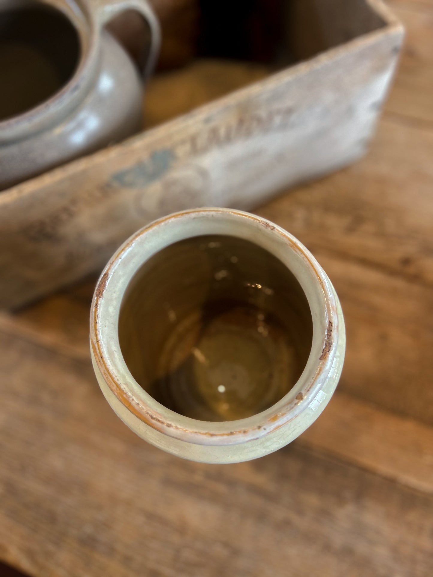 French Provence Pale Yellow Glazed Confit Pot