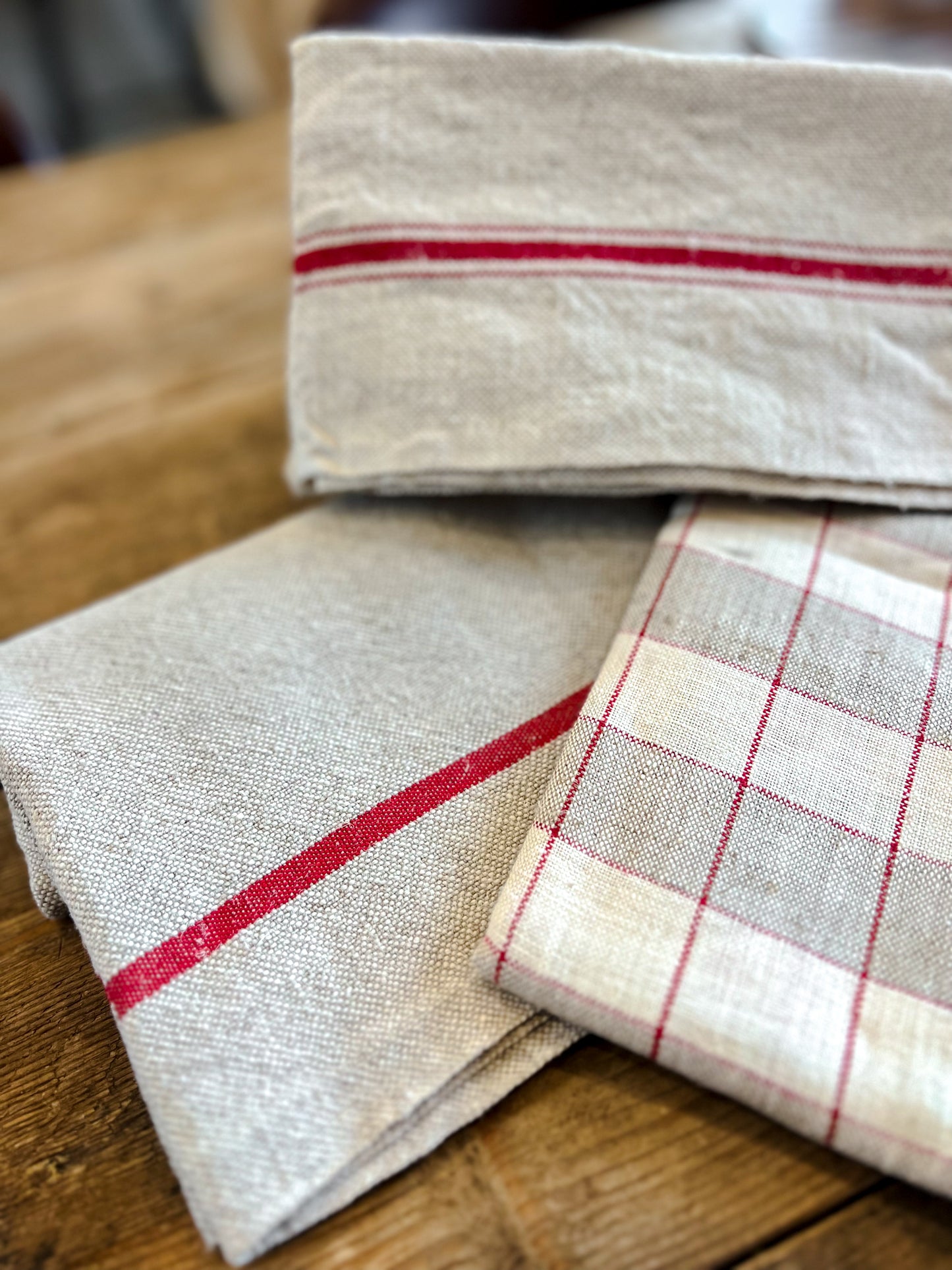 Set of 3 Vintage French Torchons (Linen Tea Towels)