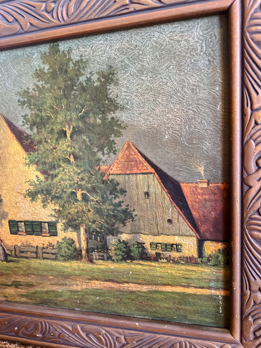 French Oil Painting in Wooden Frame