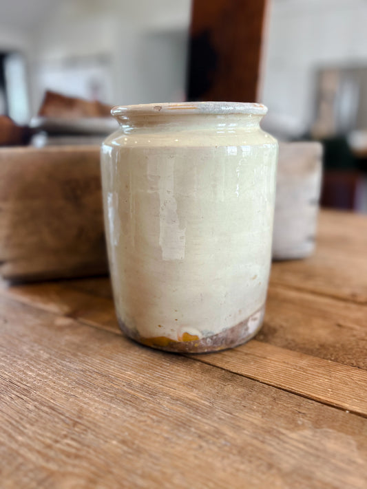 French Provence Pale Yellow Glazed Confit Pot