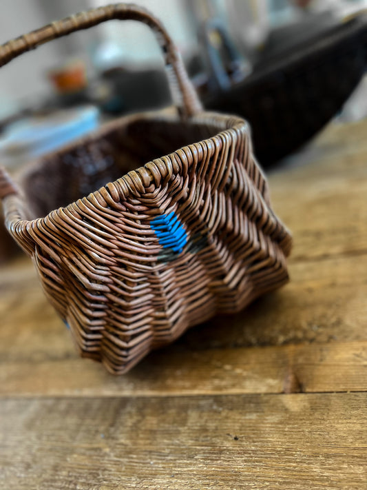 French Painted Wicker Basket