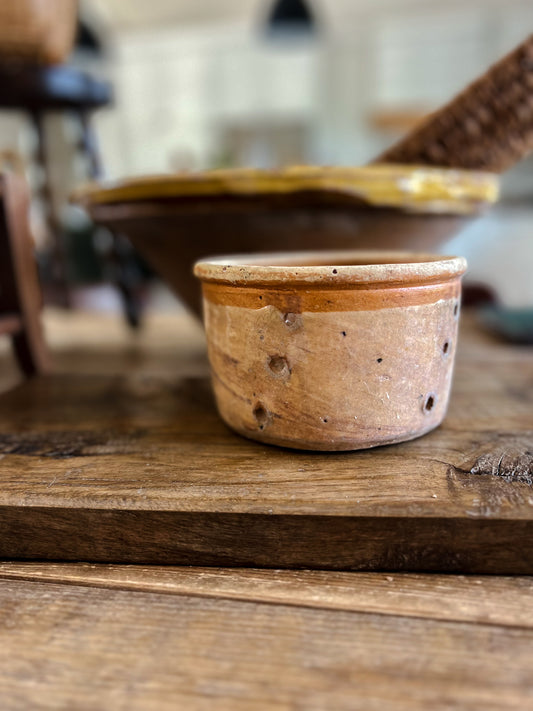 Medium French Faisselle: Glazed Clay Cheese Mold