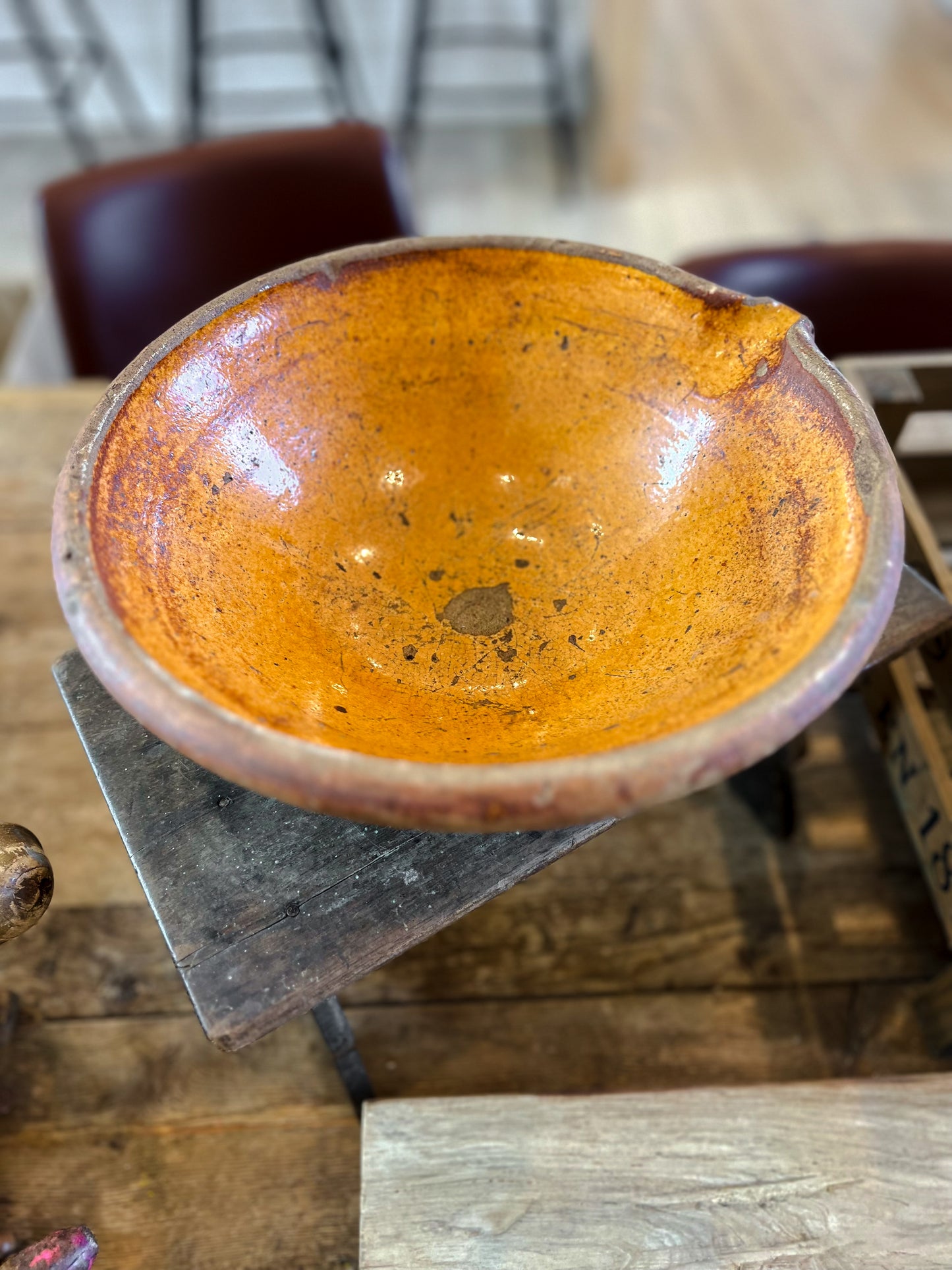 French Ochre Glazed Baking Bowl