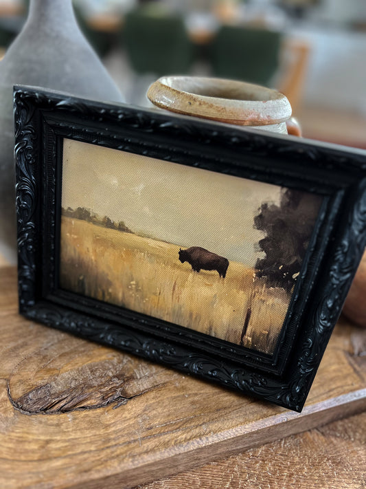 Reproduction French Framed Art: Grazing Bison