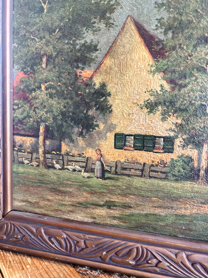 French Oil Painting in Wooden Frame