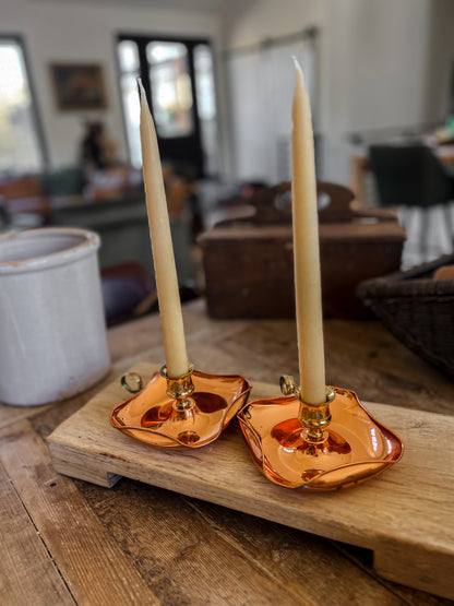 Pair of English Vintage Copper & Brass Chambersticks