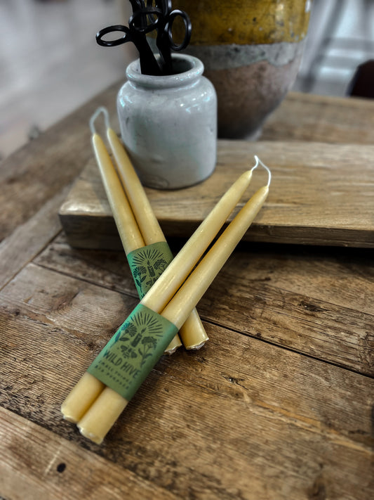 10" Beeswax Taper Candles - Natural - Set of 2