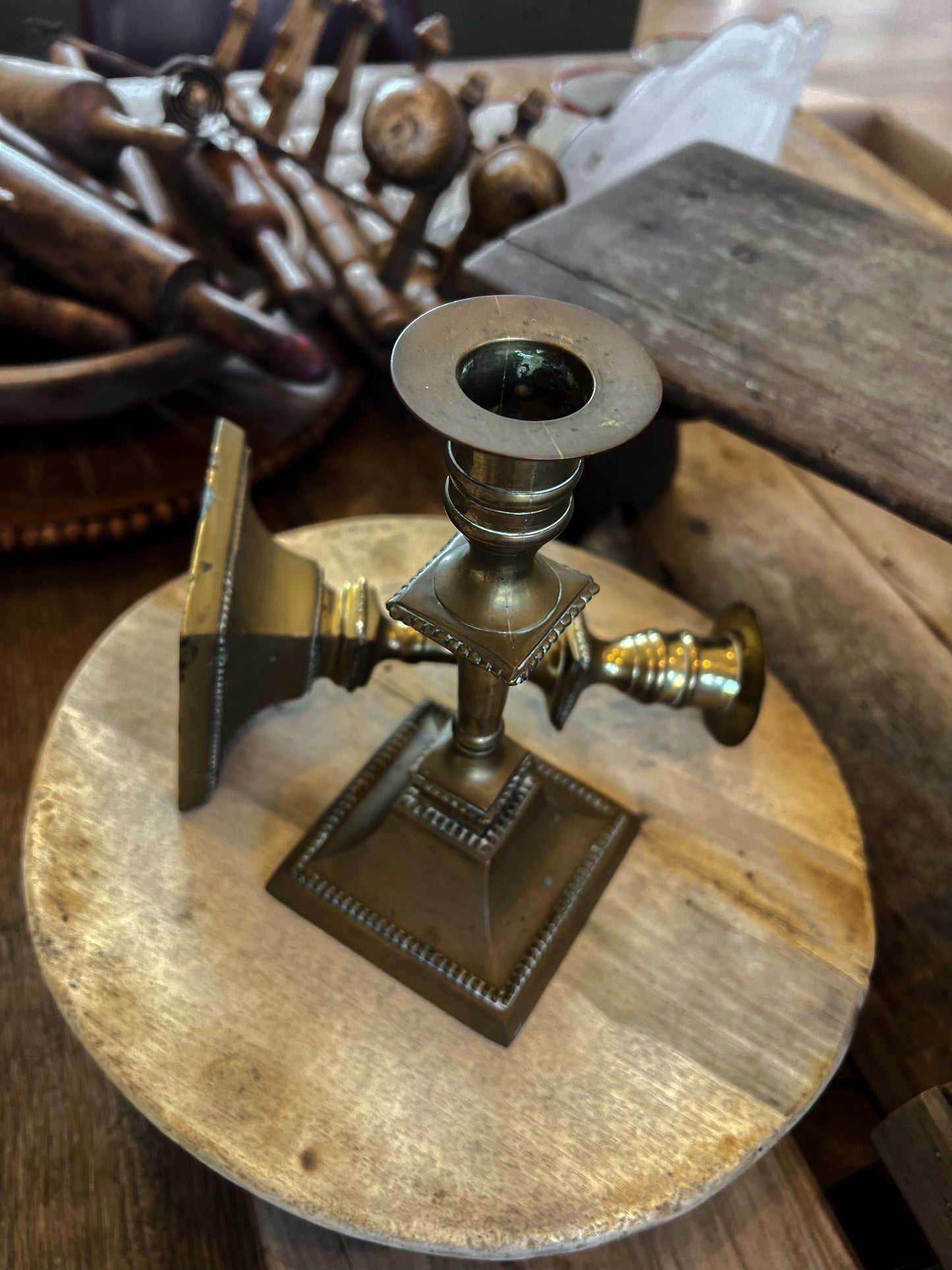 Set of Vintage French Brass Candlesticks