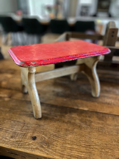 Vintage French Red Painted Stool