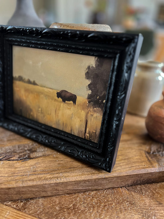 Reproduction French Framed Art: Grazing Bison