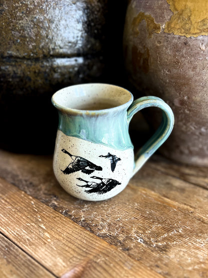 Handcrafted Pottery Mug - Trio of Geese