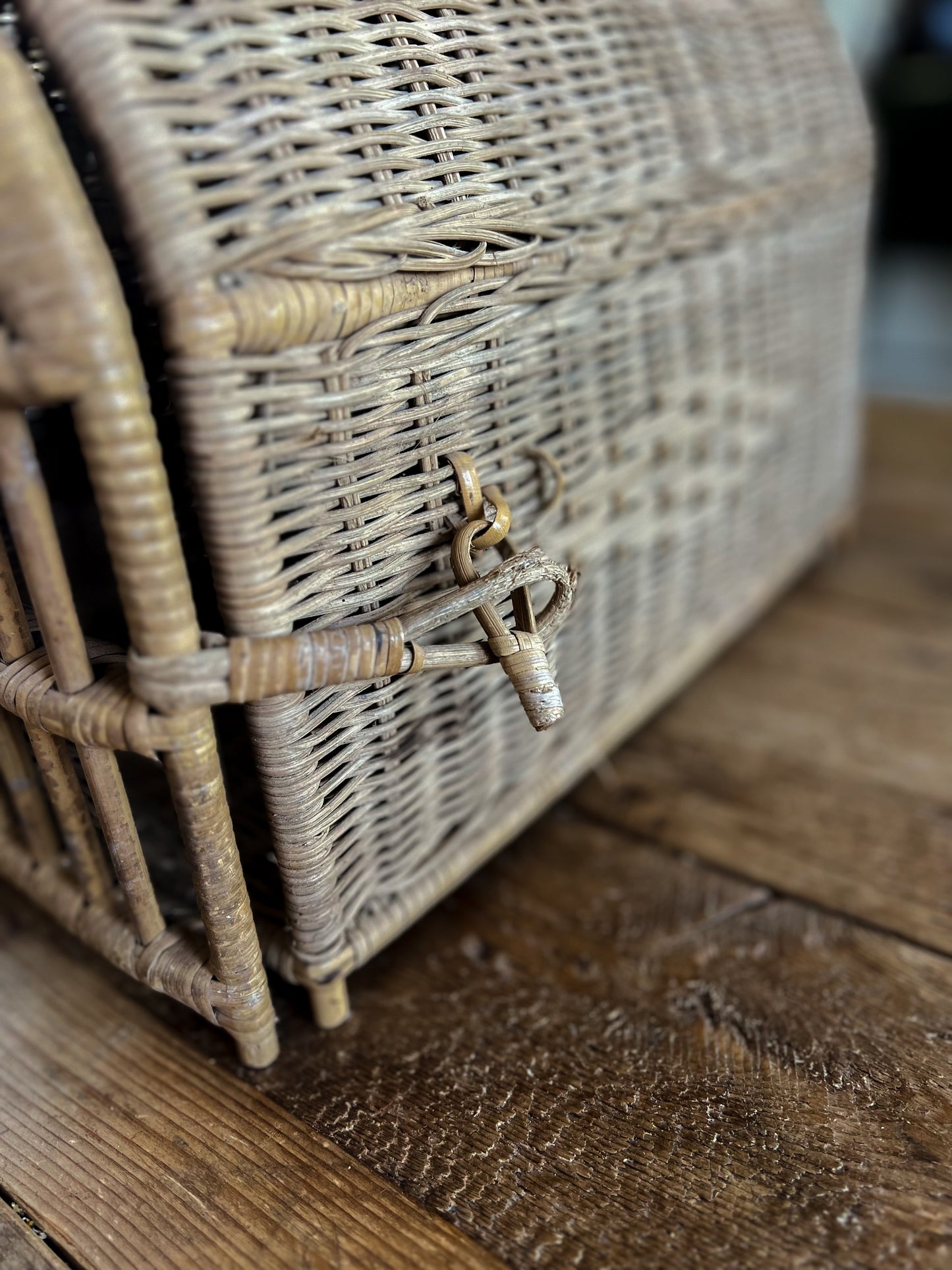 Vintage French Rattan Carrier Basket
