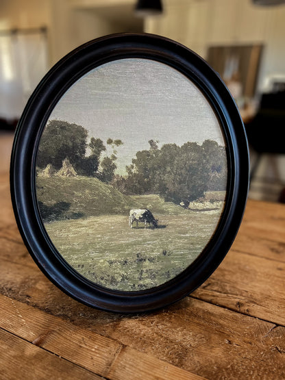 Reproduction French Framed Art: Cow at Pasture