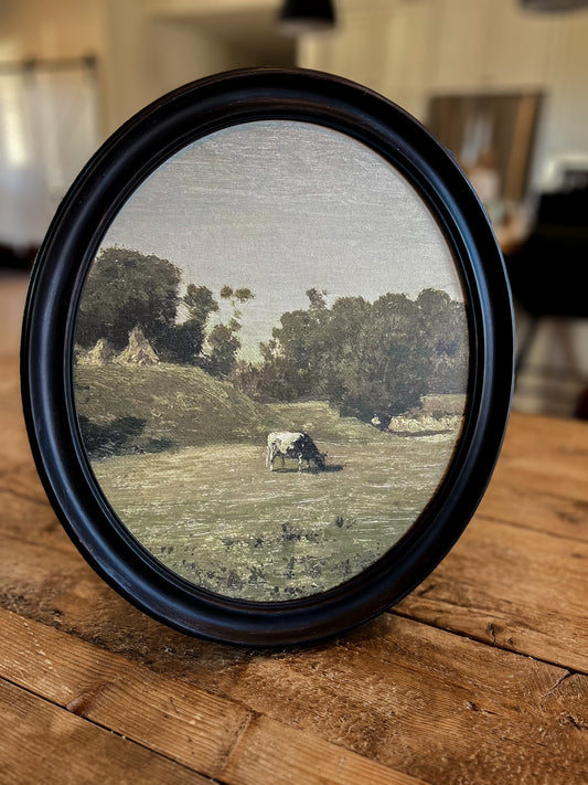 Reproduction French Framed Art: Cow at Pasture