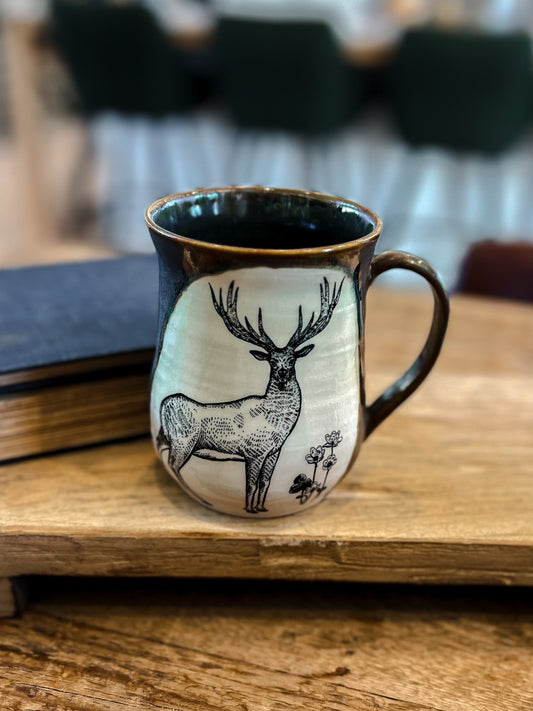 Handcrafted Pottery Mug - Deer 1