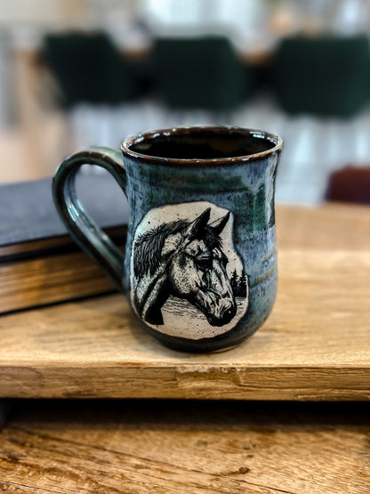 Handcrafted Pottery Mug - Horse 3