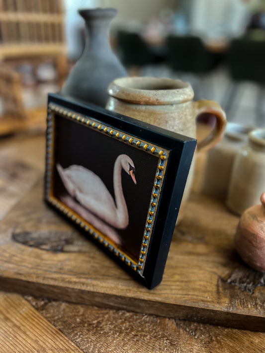 Reproduction French Framed Art: Gold + Black Swan