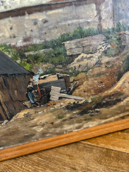 Framed French Oil Farm Scene