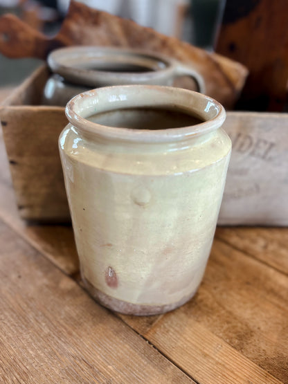 French Provence Pale Yellow Glazed Confit Pot