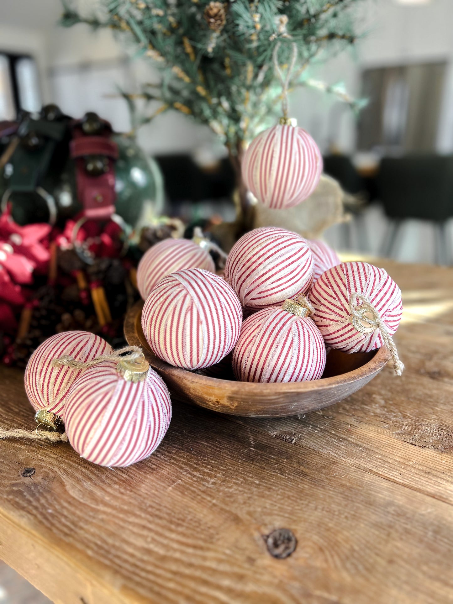 Set of 3 Ticking Ribbon Ball Ornaments