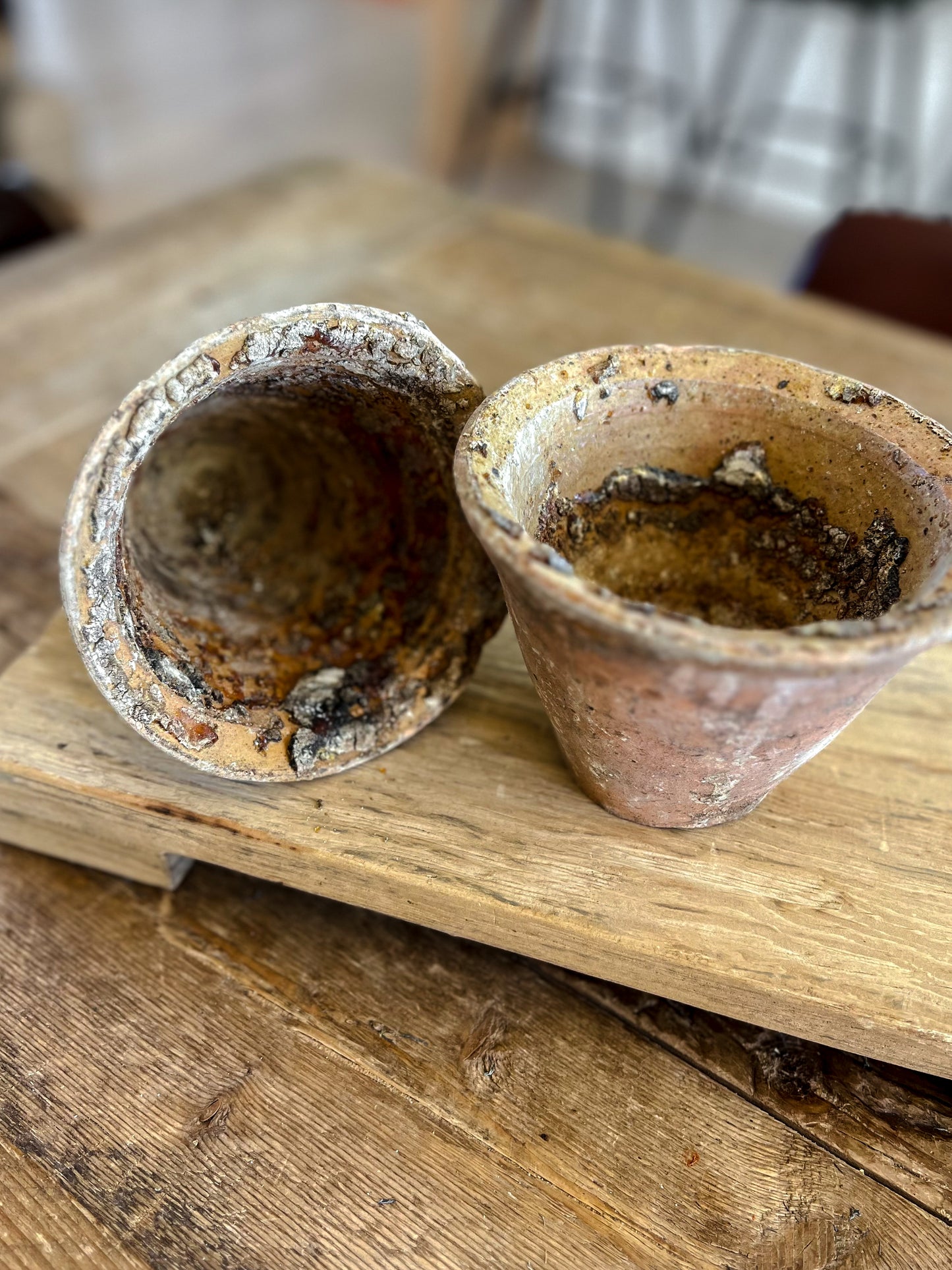 Set of 2 Pine Resin Pottery Pots
