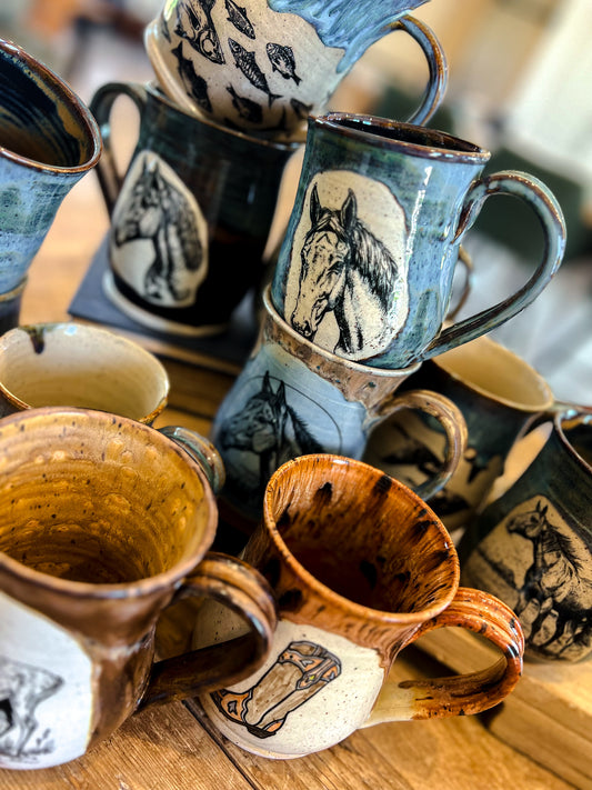 Handcrafted Pottery Mug - Trio of Geese