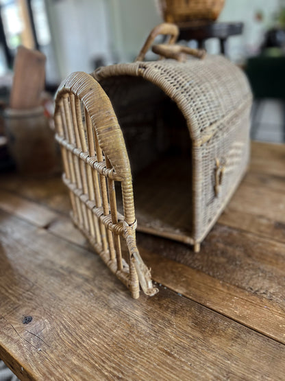 Vintage French Rattan Carrier Basket