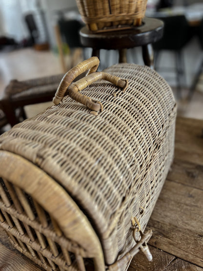 Vintage French Rattan Carrier Basket