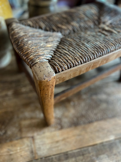 Vintage Mid Century Rattan and Wood Stool