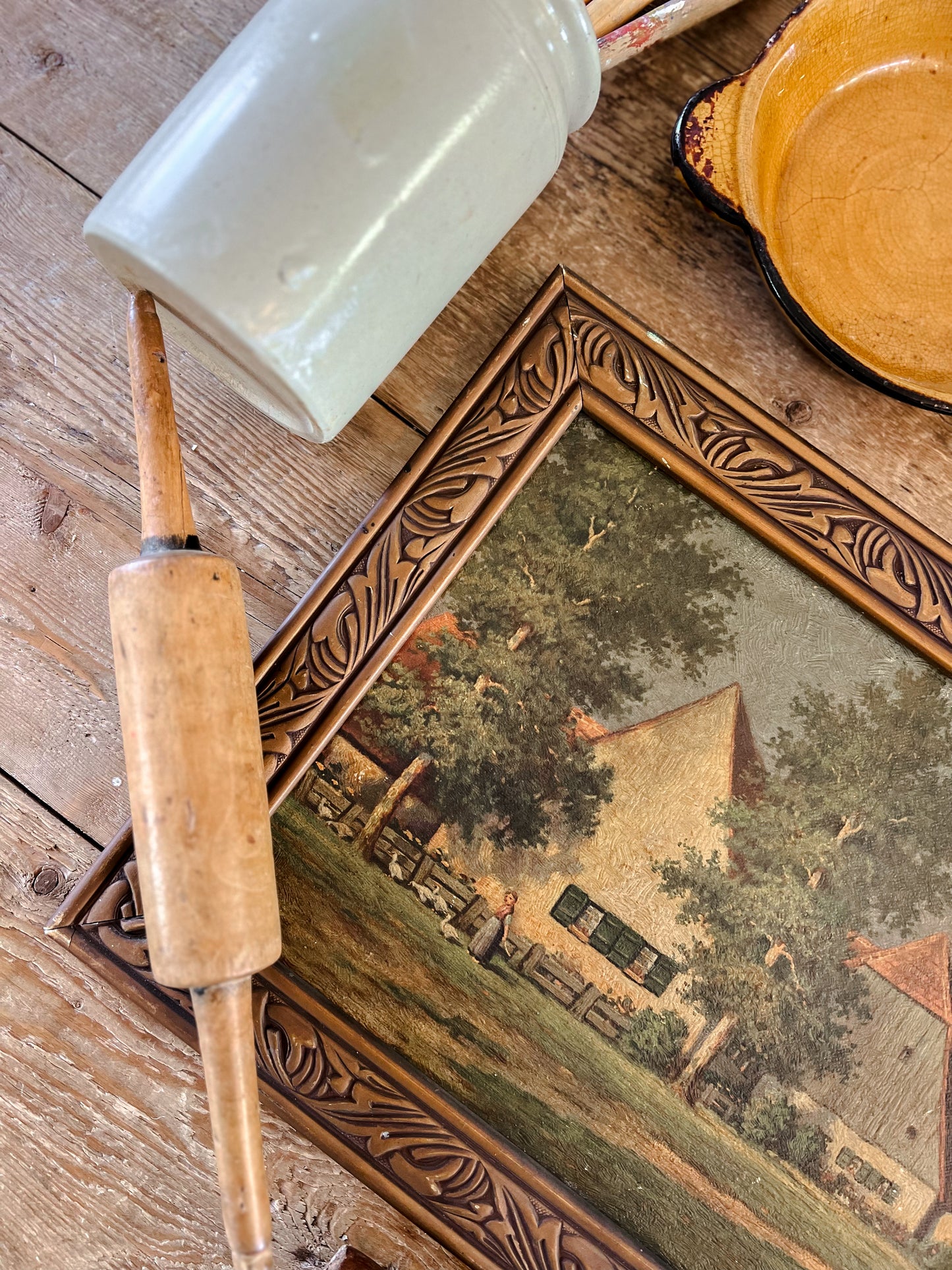 French Oil Painting in Wooden Frame