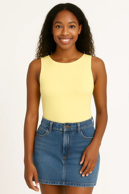 SJ Essential Boat Neck Tank - Butter Yellow