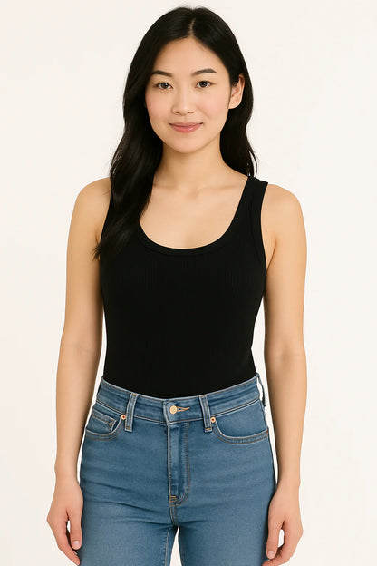 SJ Essential Ribbed Bodysuit - Black